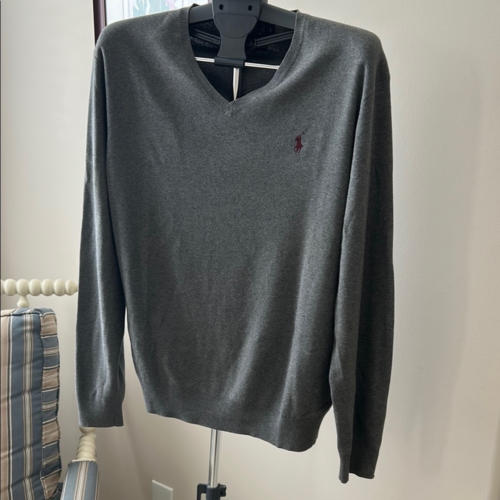 Polo by Ralph Lauren Gray V-Neck Sweater for Men